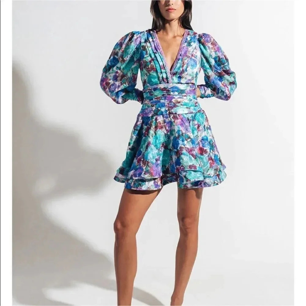 PatBO Blossom Plunge Mini Dress